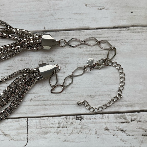Chico’s Six Strand Multi Layered Silver Tone Necklace - Picture 6 of 11
